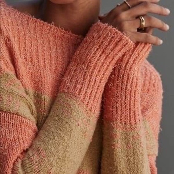 Anthropologie Pilcro Rugby Tunic Sweater Pink Combo Size M - Picture 2 of 8